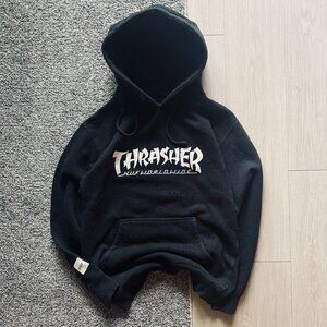 HUF x Thrasher Collab Hoodie Skate Vintage Small Gray Worldwide Streetwear Y2K